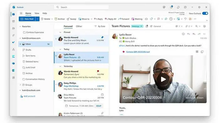 Outlook Microsoft Stream videos