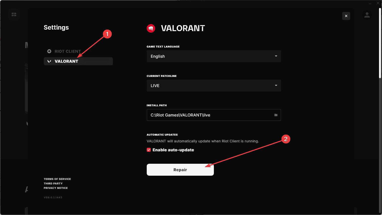 Riot_Client repair Valorant
