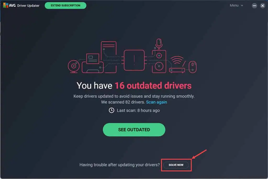 Solve Now button AVG Driver Updater
