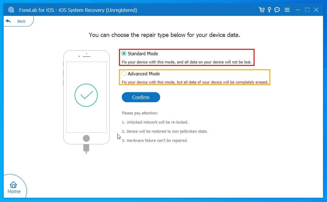 Standard Mode and Advanced Mode