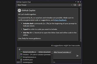 Bate-papo copiloto do Visual Studio GitHub