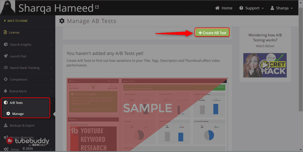 a b testing feature of tubebuddy