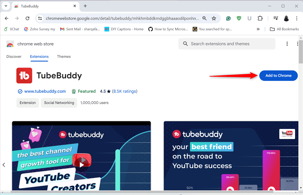 adding tubebuddy extension to chrome