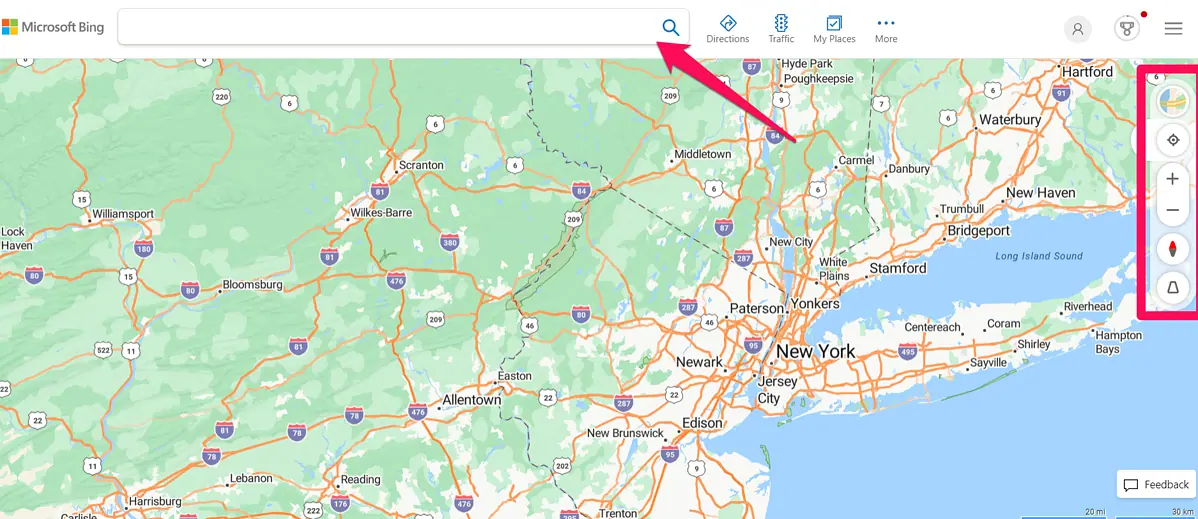 Bing Maps web interface