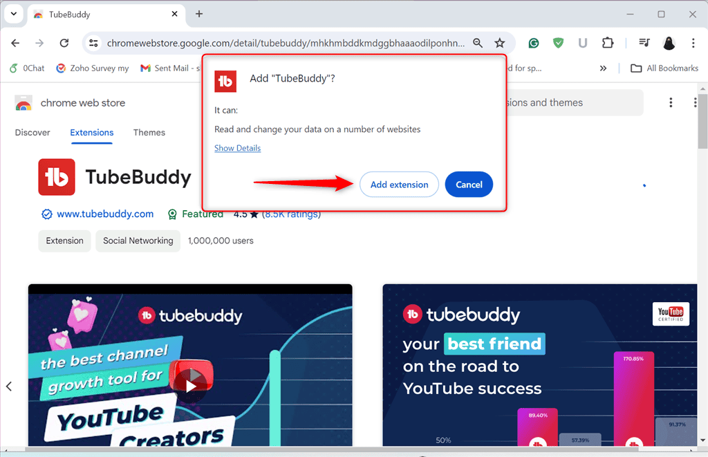 giving permission to tubebuddy