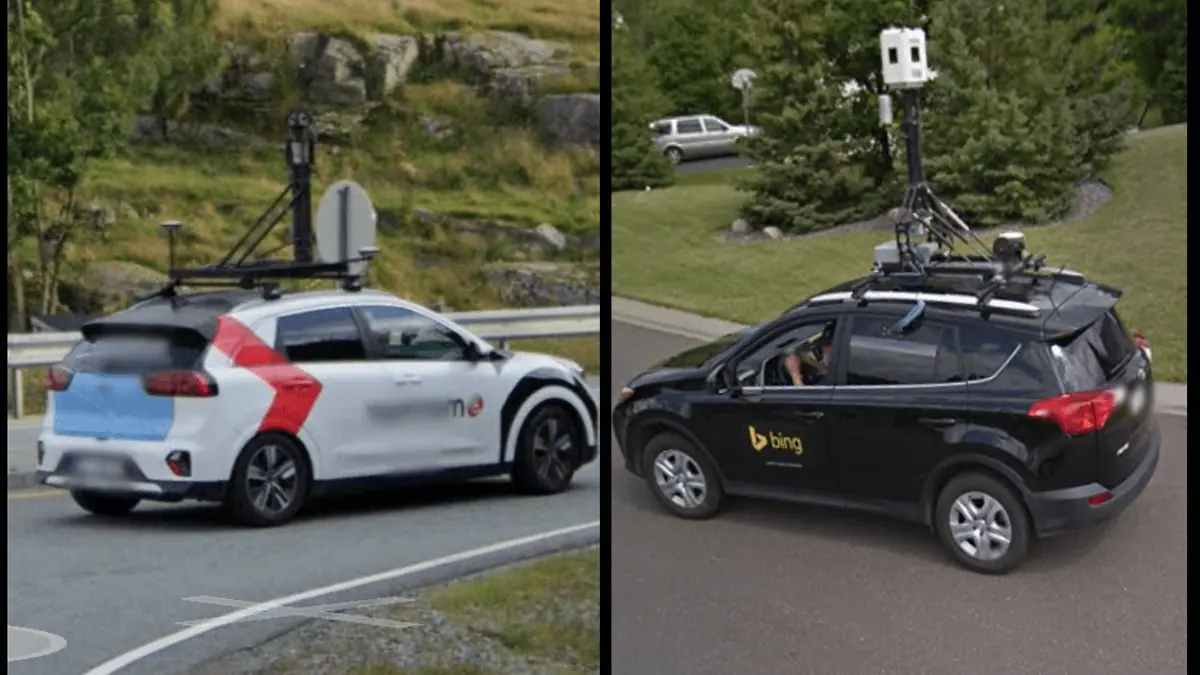 Google Maps competitors' street cars