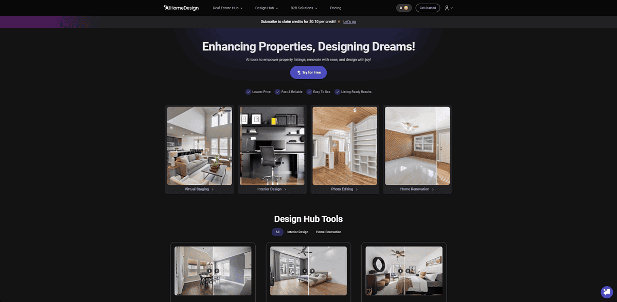 AI Home Design website interface
