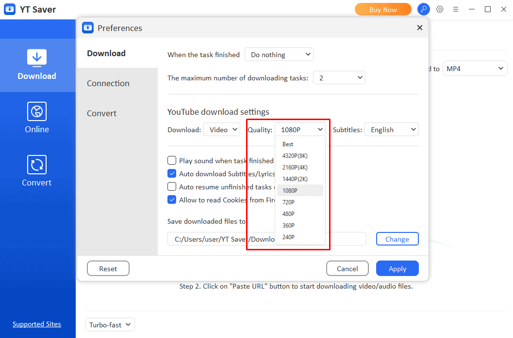 YT Saver Video quality