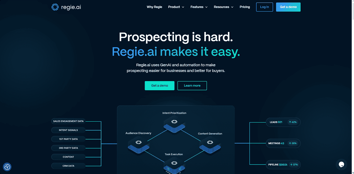 Regie.ai webpage