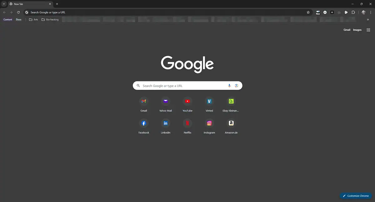 google chrome interface