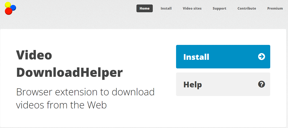 Video DownloadHelper interface