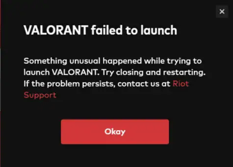 Valorant failed to launch