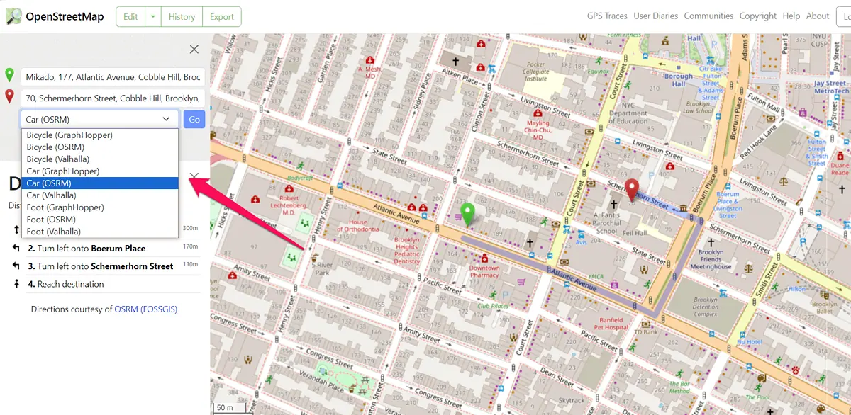 OpenStreetMap transportation modes