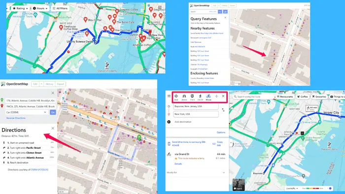 OpenStreetMap et Google Maps