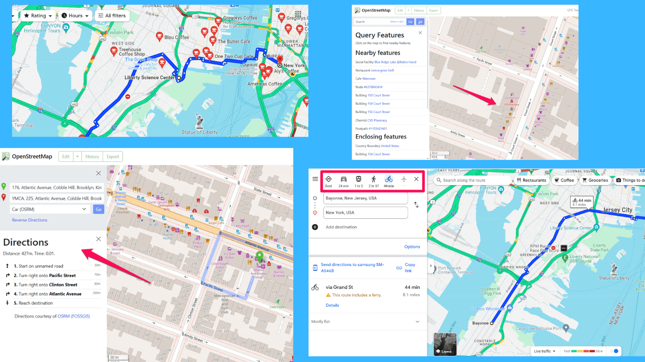 OpenStreetMap proti Google Maps