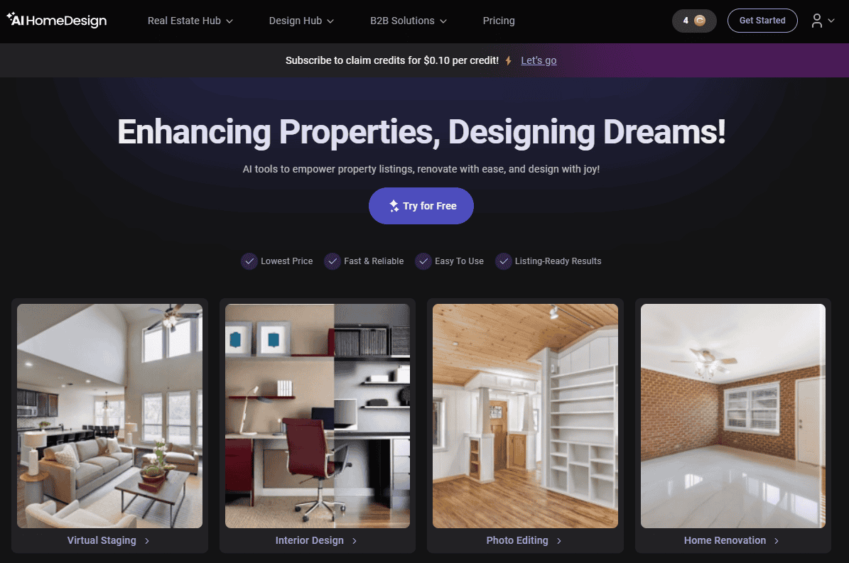 AI Home Design webpage