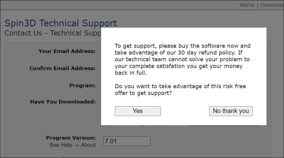 prompt to purchase software