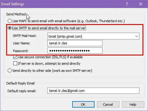 smtp settings