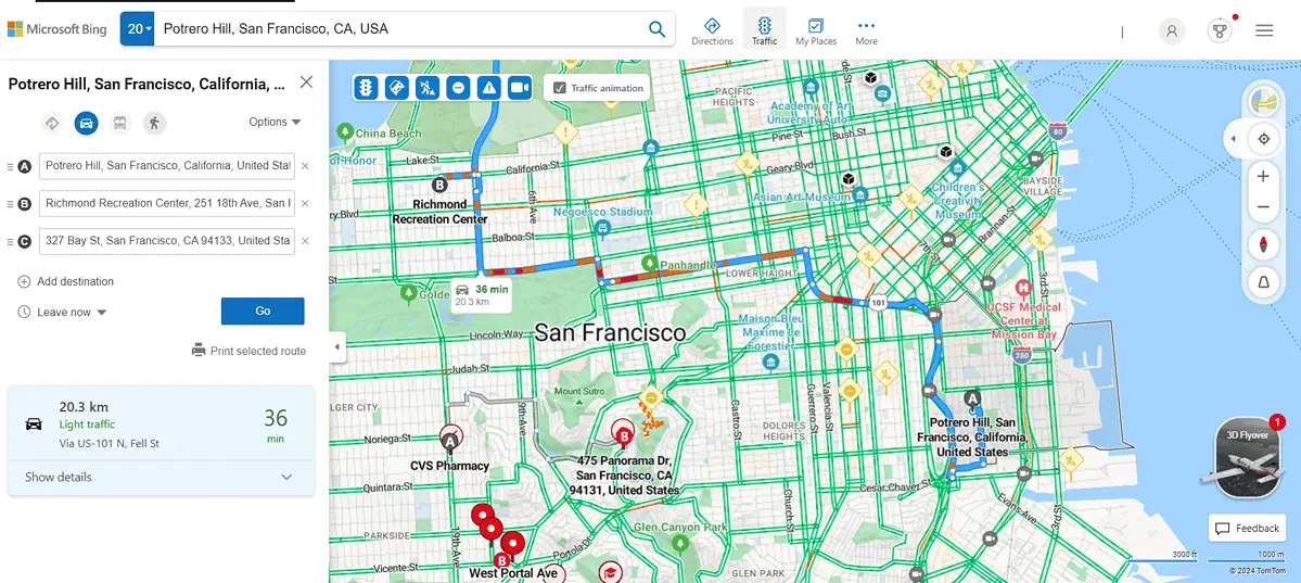 Traffic data in Bing Maps
