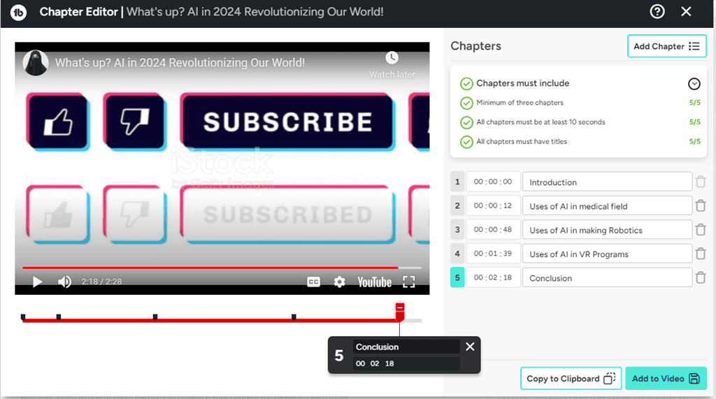 using chapter editor in tubebuddy