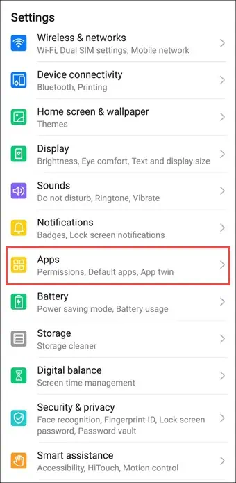 Apps Settings Android