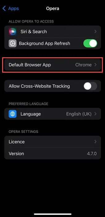 Change Default Browser App iOS