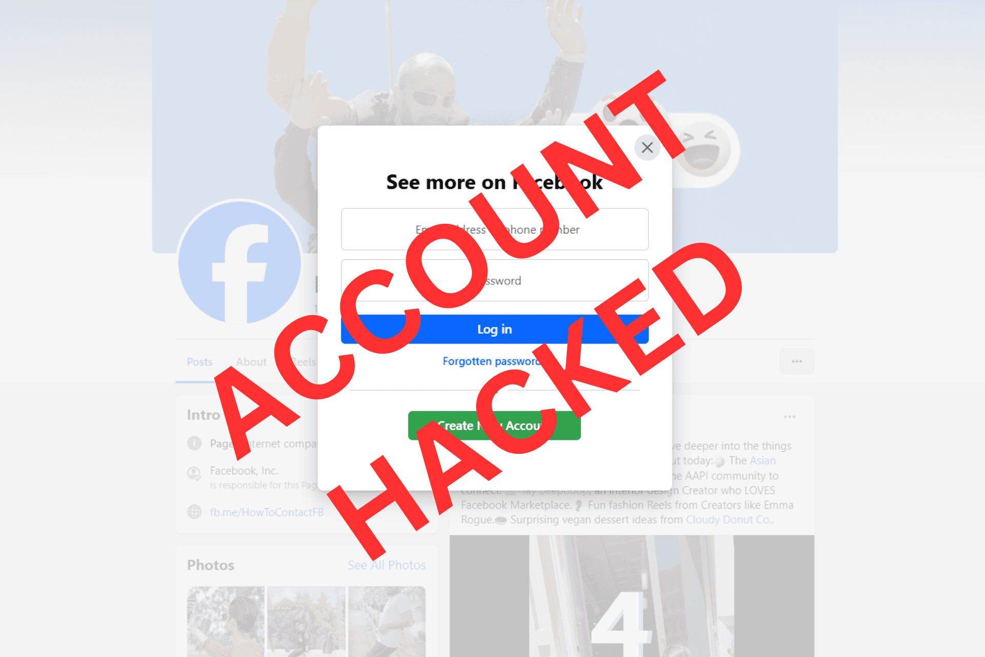 facebookový účet napadený e-mail a telefon se změnily