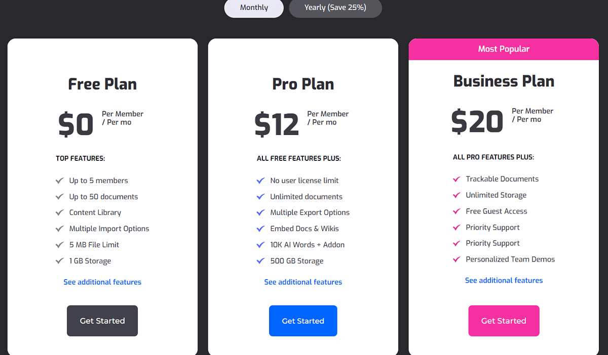 pricing plans