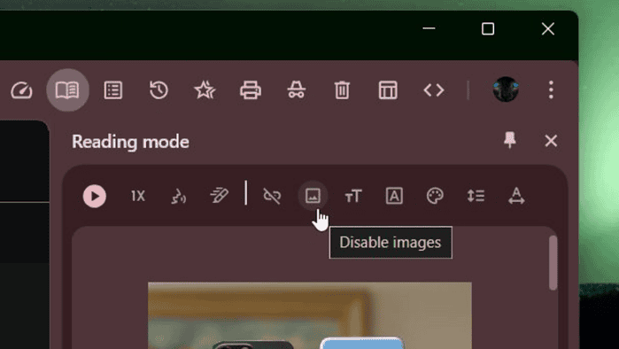 Google Chrome reading mode