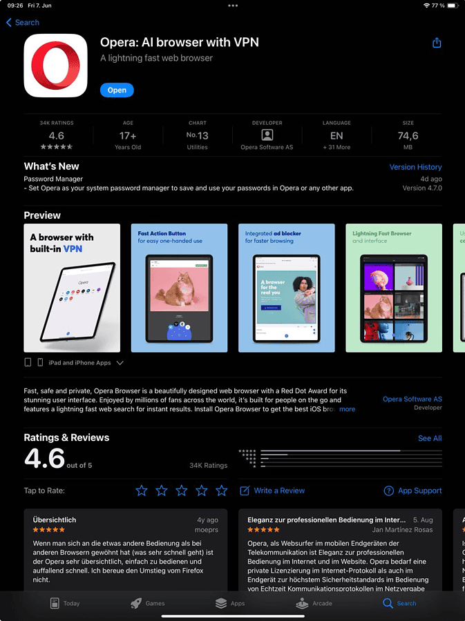 Opera in App Store