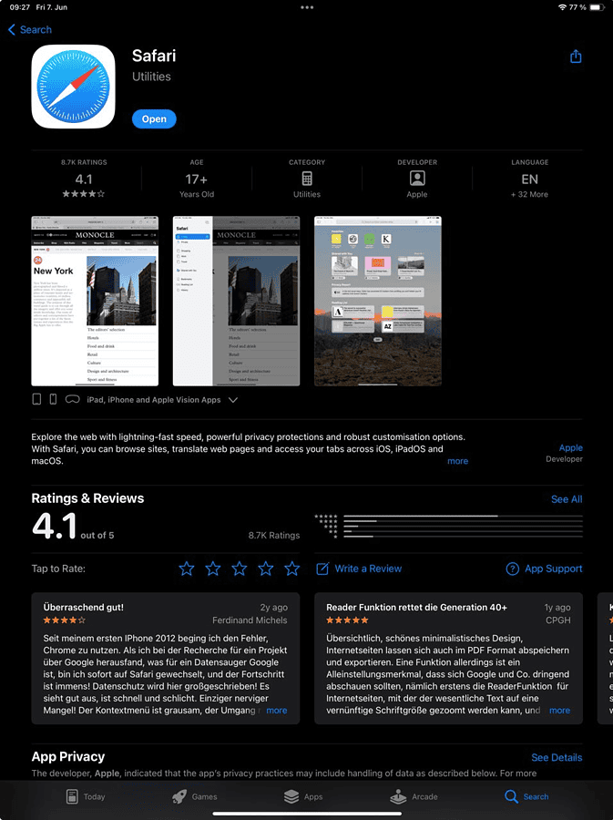 Safari in App Store