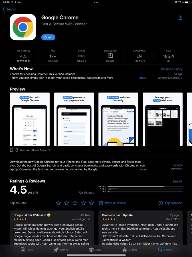 Google Chrome in App Store