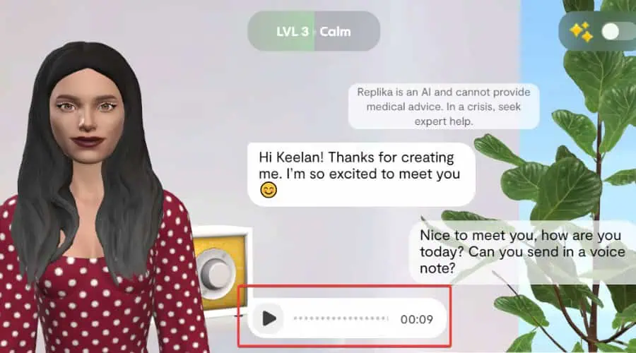 Replika AI voice notes
