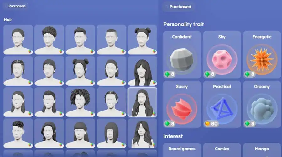 Customize your Replika's appearance and traits