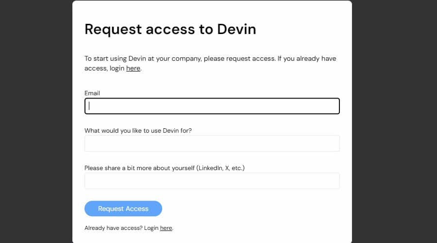 Request access to Devin