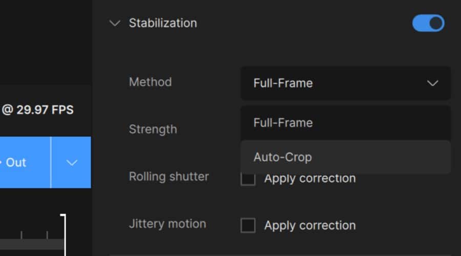 Topaz stabilization settings