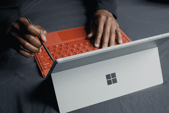 A Microsoft Surface device at work