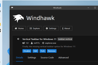 Windhawk mod for Windows 11