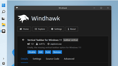 Windhawk-mod voor Windows 11