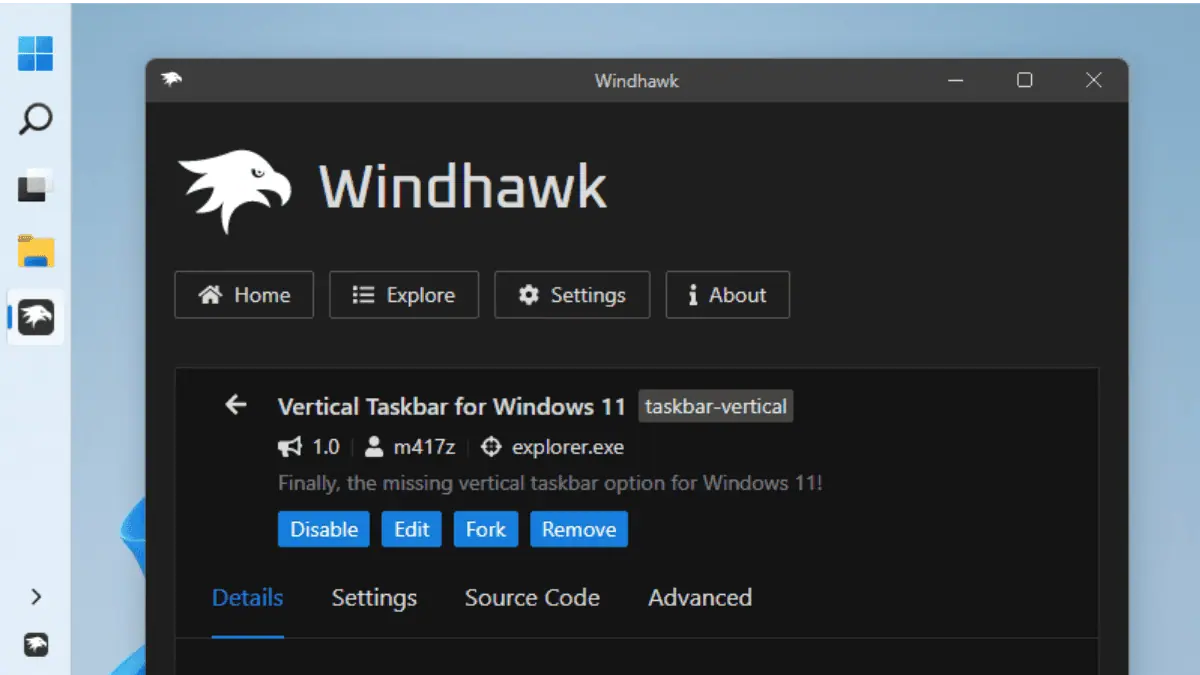 Mod Windhawk para Windows 11