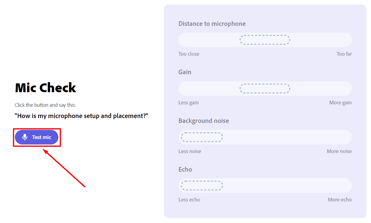 Adobe Podcast Tutorial Test mic