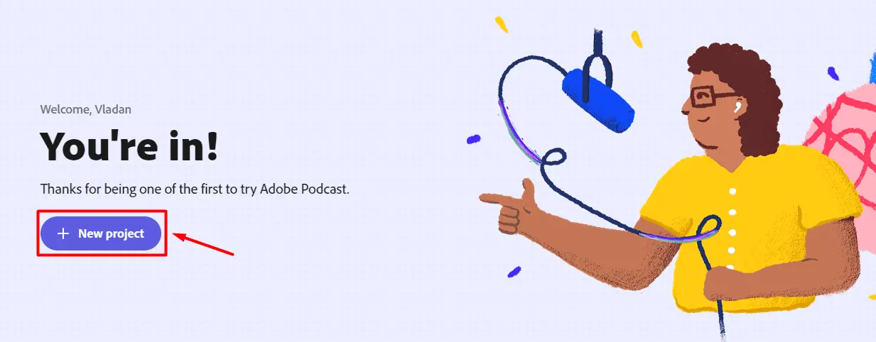 Adobe Podcast Tutorial new project