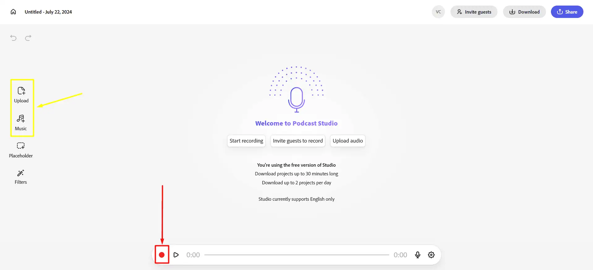 Adobe Podcast Tutorial recording