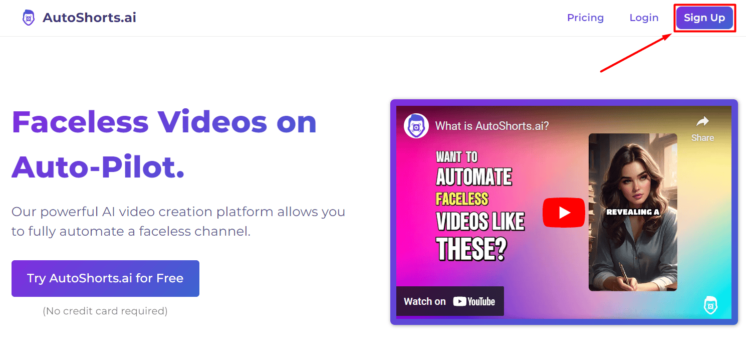 AutoShorts AI tutorial Sign Up