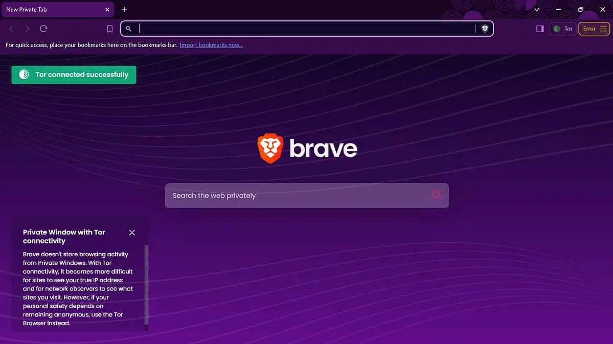 Brave browser Tor Mode