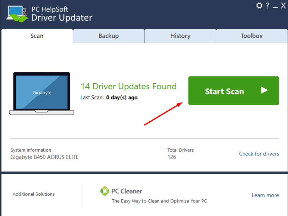 PC HelpSoft Driver Updater start scan