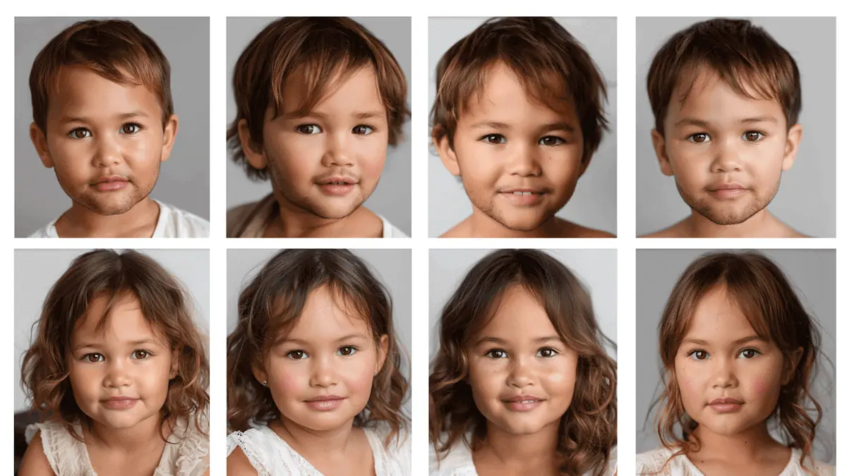 AI kid images of John Legend and Chrissy Teigen