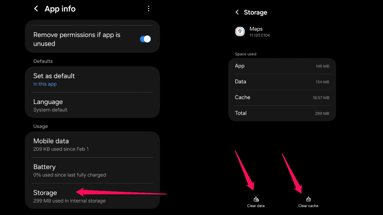 Clearing Google Maps app cache and data