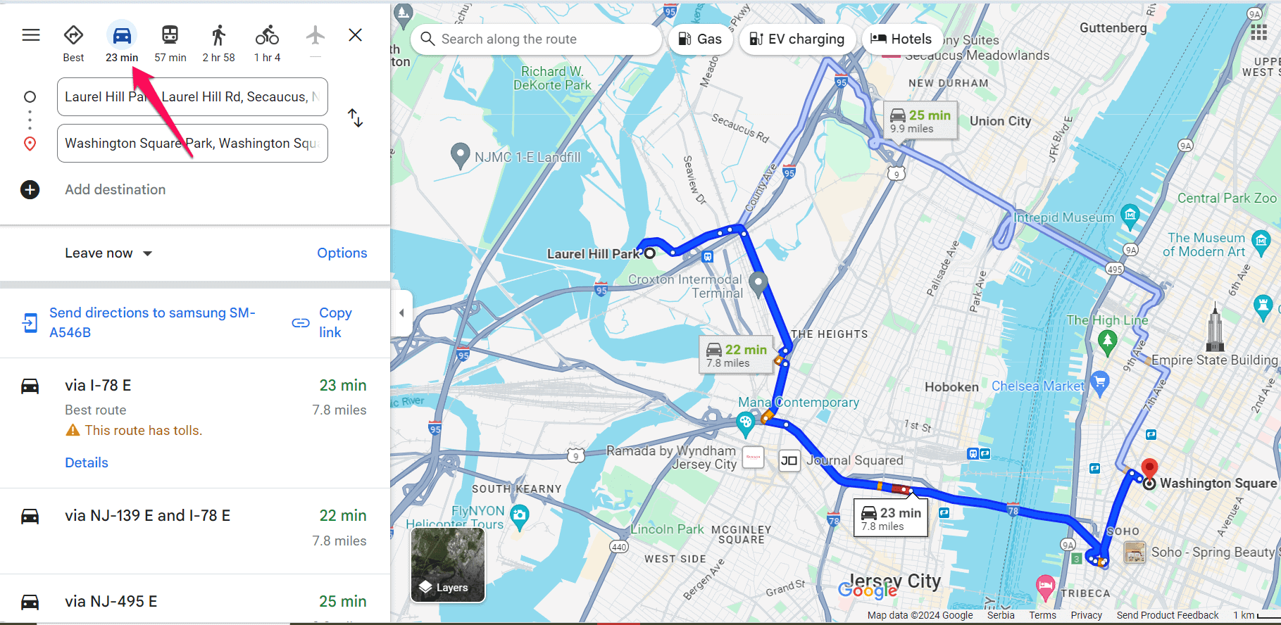 Enabling Drive Mode in Google Maps