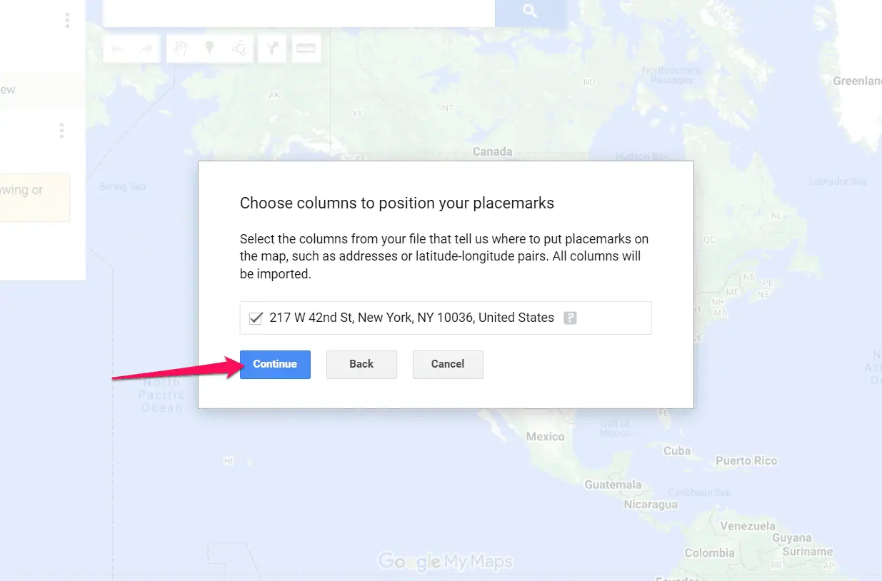 Importing addresses into Google My Maps